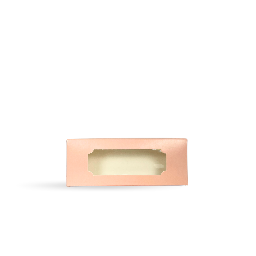 3 Brownie Box With Window 9x5x2 Inch - Peach