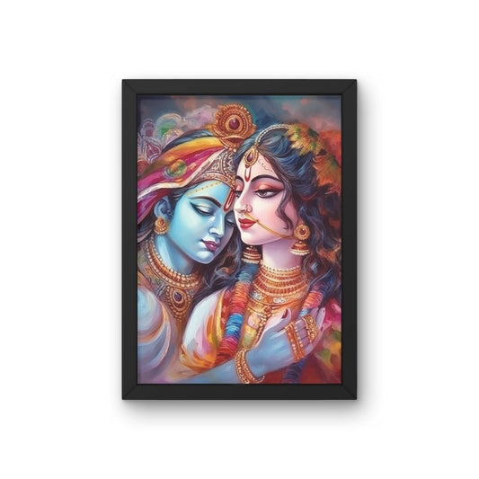 Divine Krishna & Radha Framed Wall Poster
